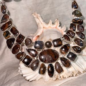 Coconut Jasper multi-gem statement cluster necklace